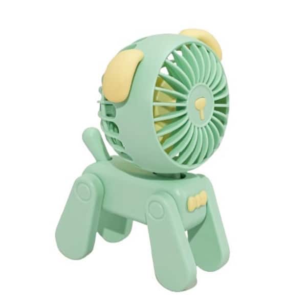Adrinfly 3.35 in. 3-Fan Speeds Personal Portable Handheld Battery Powered Fan USB Rechargeable Battery Operated Fan, Green Puppy