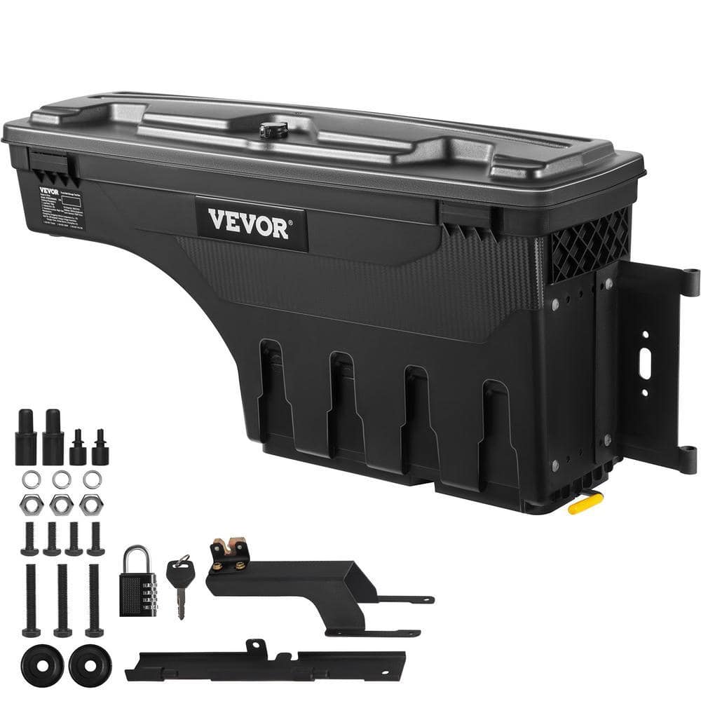 VEVOR Passenger Side Truck Tool Box in ABS, 28 in. 6.6 Gal. Truck Bed Storage Box w/ Padlock for Ford F150 2015-21, in Black (SBUL0s2BSh2vHI7)