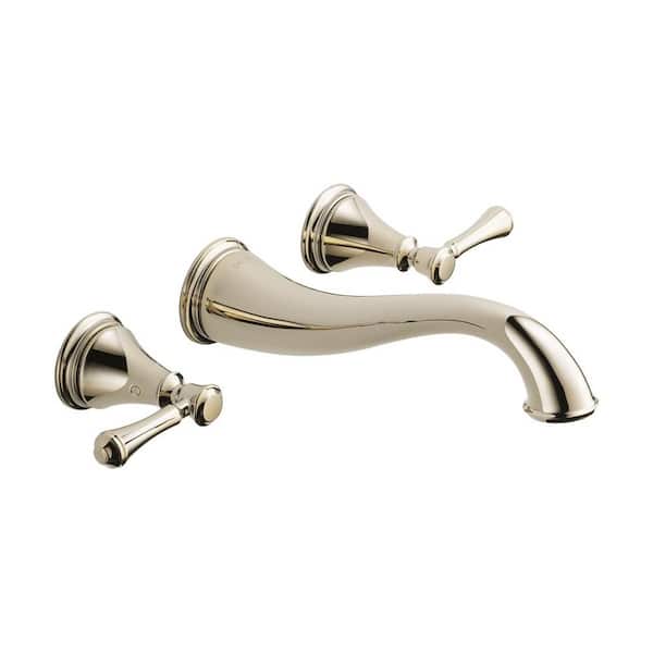 Delta Cassidy 2 Handle Wall Mount Bathroom Faucet Trim Kit In Polished Nickel Valve Not Included T3597lf Pnwl The Home Depot - Delta Wall Mount Vessel Sink Faucet