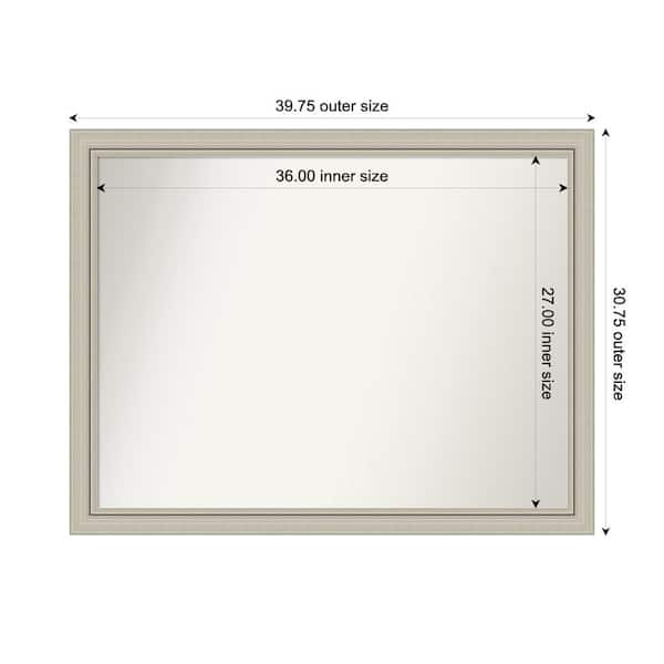 Amanti Art Romano Silver Narrow 39.75 in. x 30.75 in. Custom Non-Beveled Wood Framed Bathroom Vanity Wall Mirror