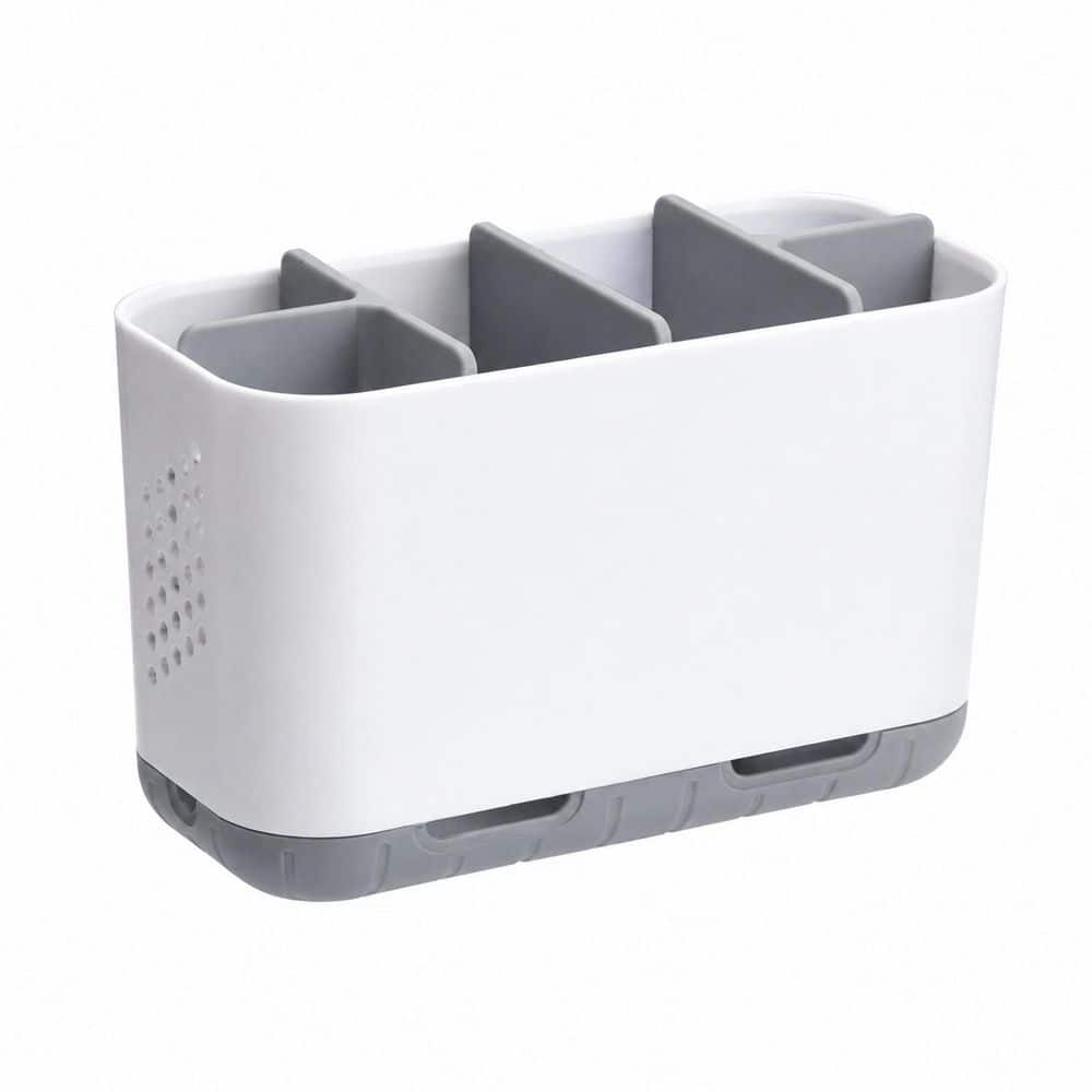 Bathroom Countertop Fit Adjustable Divider Toothbrush Toothpaste Holder Organizer Set with Drainage Anti-Slip Gray price history on PriceWatchPro