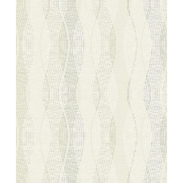 Advantage Jenner Cream Wave Light Grey Wallpaper Sample