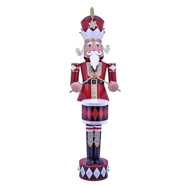 Zaer Ltd. International 61 in. Tall Iron Christmas Nutcracker George with Drum and LED Lights