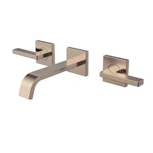 Lura 2-Handle Wall Mount Bathroom Faucet with Drain in Brushed Bronze