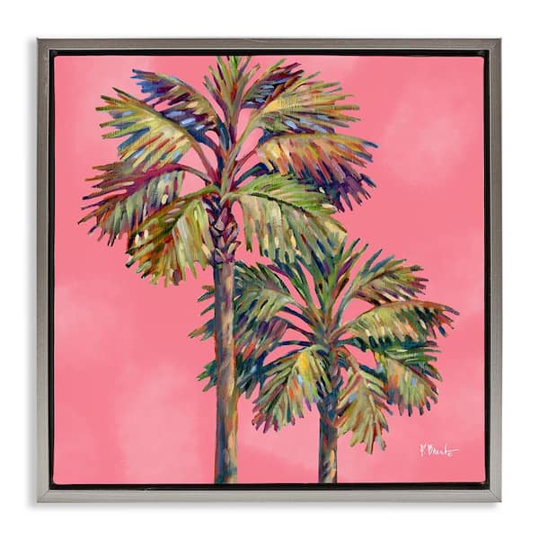 Stupell Industries Bondi Palms on Pink by Paul Brent Gray Floater Frame Nature Graphic Art Print 25 in. x 25 in.