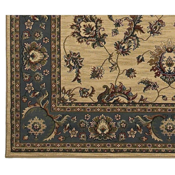Alyssa Ivory/Blue 6 ft. x 6 ft. Round Traditional Area Rug