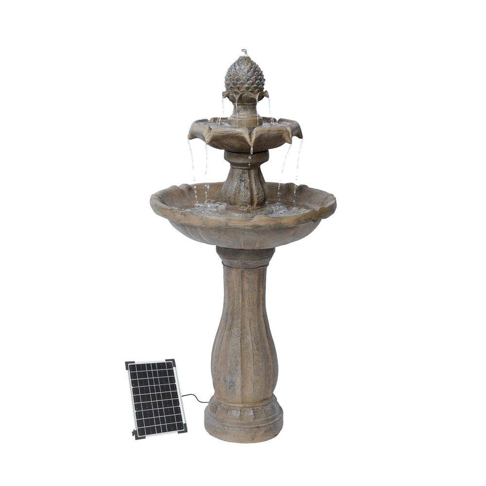 XBRAND Fiberglass/Resin 2-Tier Solar Water Fountain ALLAM8383BE