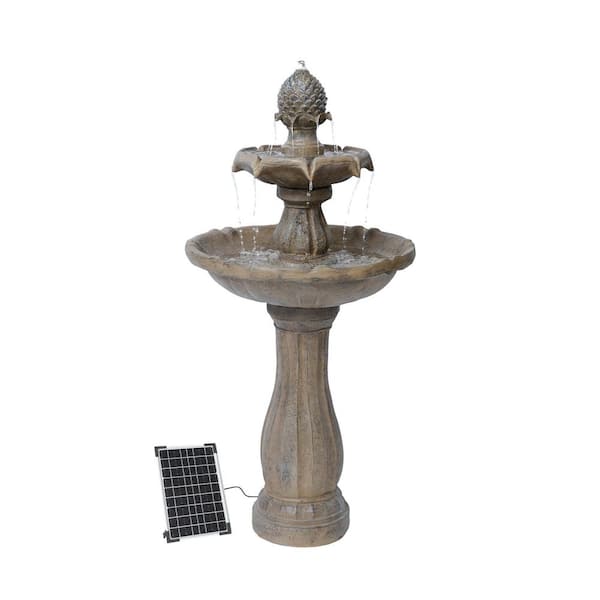 XBRAND Fiberglass/Resin 2-Tier Solar Water Fountain ALLAM8383BE