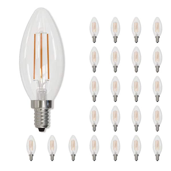 Bulbrite 60 - Watt Equivalent Warm White Light B11 (E12) Candelabra Screw Base Dimmable Clear 2700K LED Light Bulb (4-Pack)