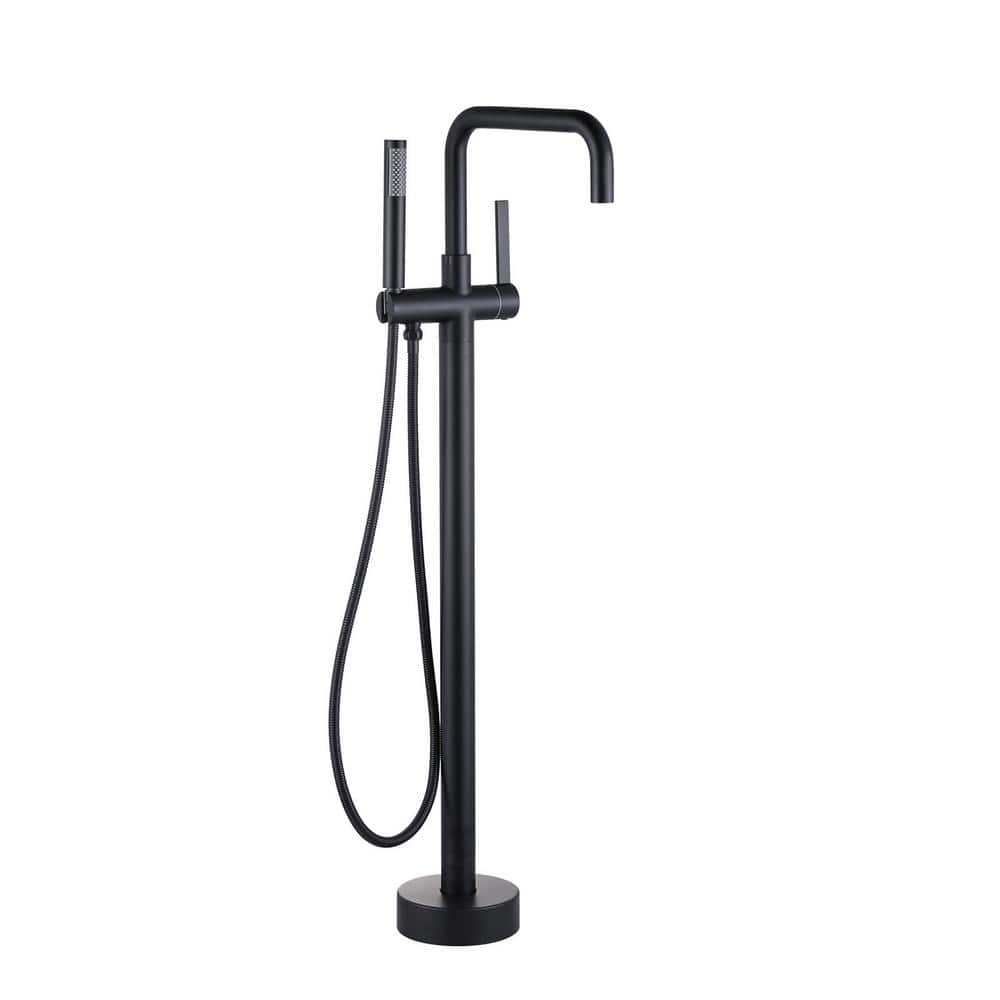 Single-Handle Freestanding Tub Faucet Floor Mounted with Hand Shower in Matte Black price history on PriceWatchPro