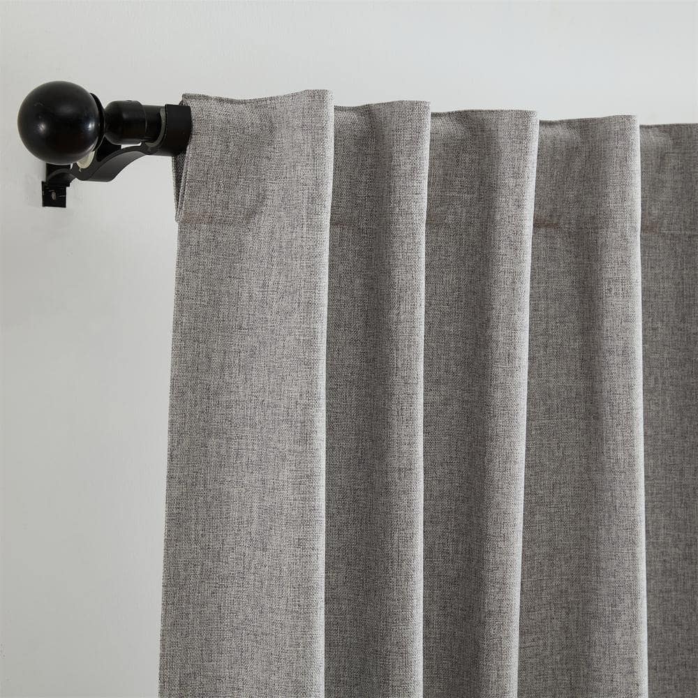 Gray Linen-Textured Blackout Pleated Window Panel