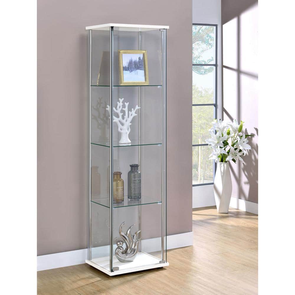 Three tier White and Chrome Curio Cabinet