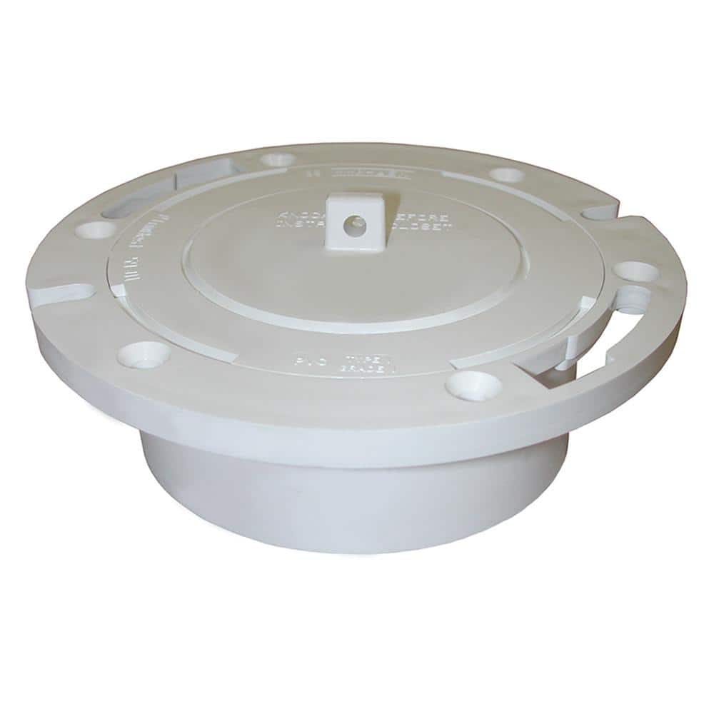 JONES STEPHENS 7-1/8 in. O.D. Plumbfit PVC Closet (Toilet) Flange with Plastic Swivel Ring & Knockout, Fits Over 4 in. Sch. 40 DWV Pipe -  C52402