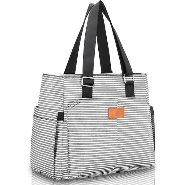 Misopily 13 qt. 12L Insulated Leakproof Cooler Lunch Tote Bag with Storage Pocket Stripe Design Reusable for Work Picnic Hiking