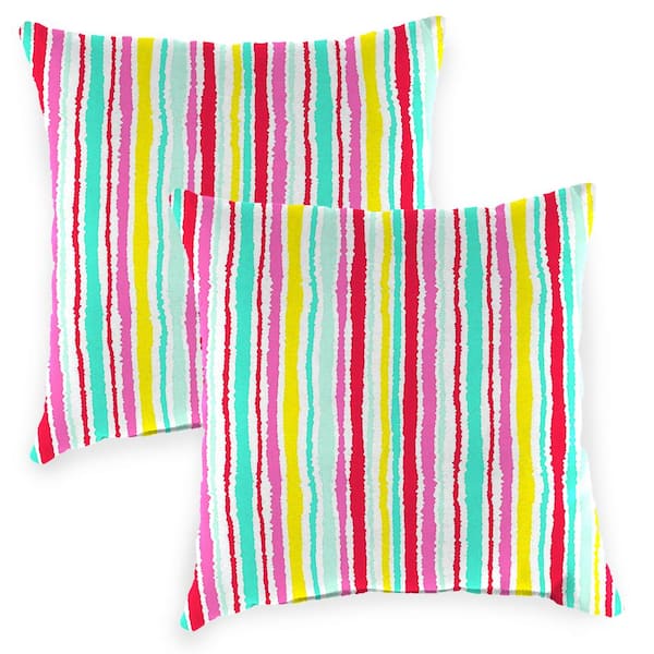 Jordan Manufacturing 16 in. L x 16 in. W x 4 in. T Square Outdoor Throw Pillow in Summer (2-Pack)