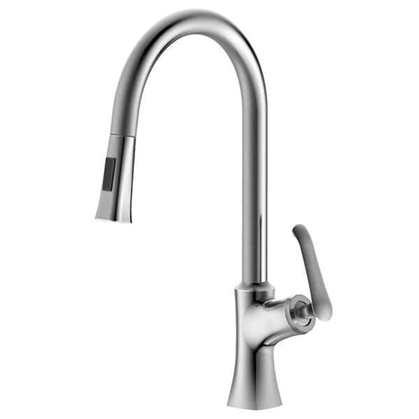 HOMLUX Single-Handle Pull-Down Sprayer Kitchen Faucet with High-Arc Spout in Brushed Nickel