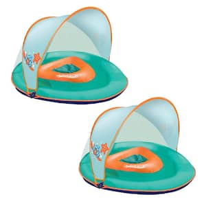 Orange Baby Boat Float with Safety Seat and Sun Shade Canopy (2-Pack), Number of People: 1