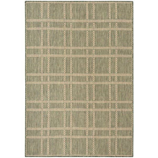 Horizon Indoor/Outdoor Green 5 ft. x 7 ft. Geometric Contemporary Area Rug