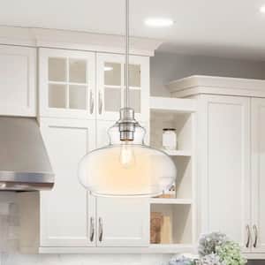 60-Watt 1-Light Brushed Nickel Pendant with Clear Glass Shade
