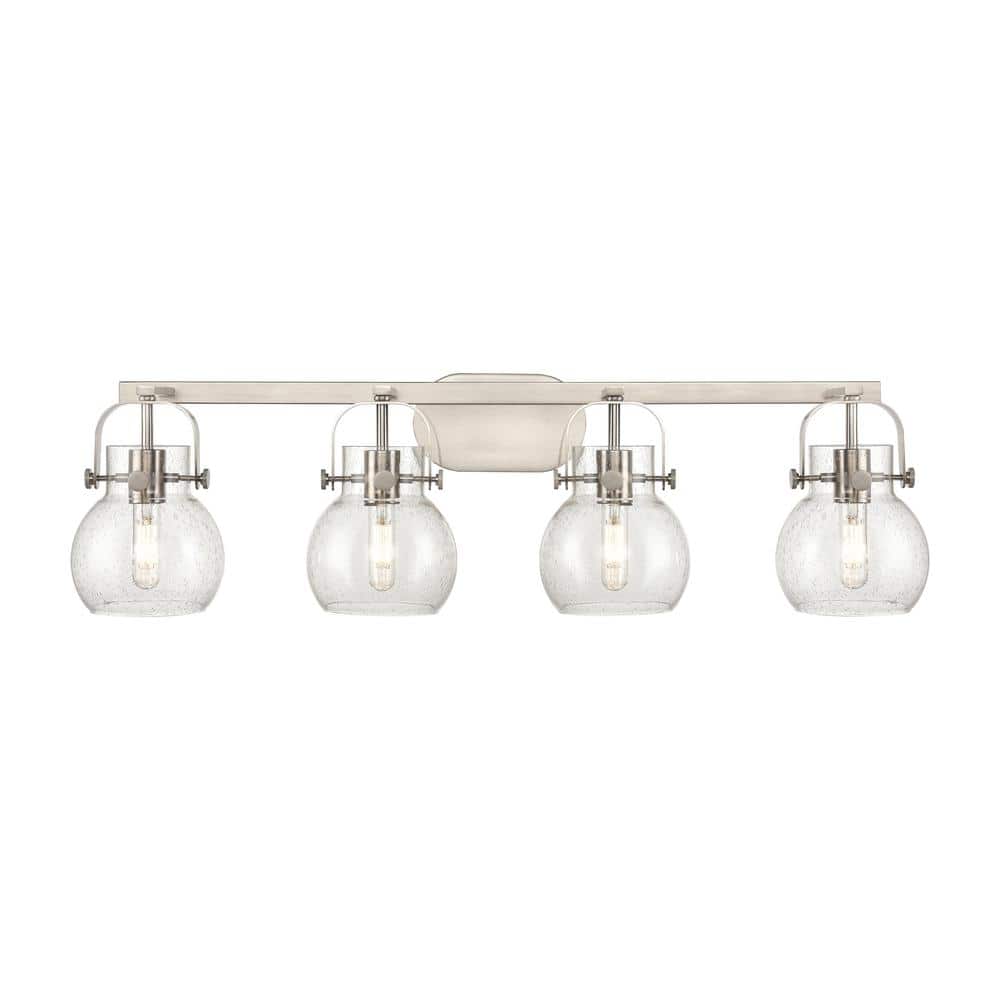 Pilaster II Sphere 36.5 in. 4-Light Satin Nickel Vanity Light with Glass Shade price history on PriceWatchPro