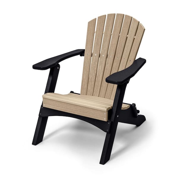 Perfect Choice Classic Birchwood/Black Folding Metal Adirondack Chair