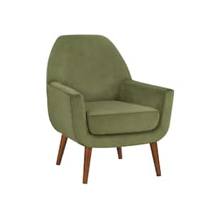Accera Mid-Century Green Velvet Arm Chair with U-shaped Frame