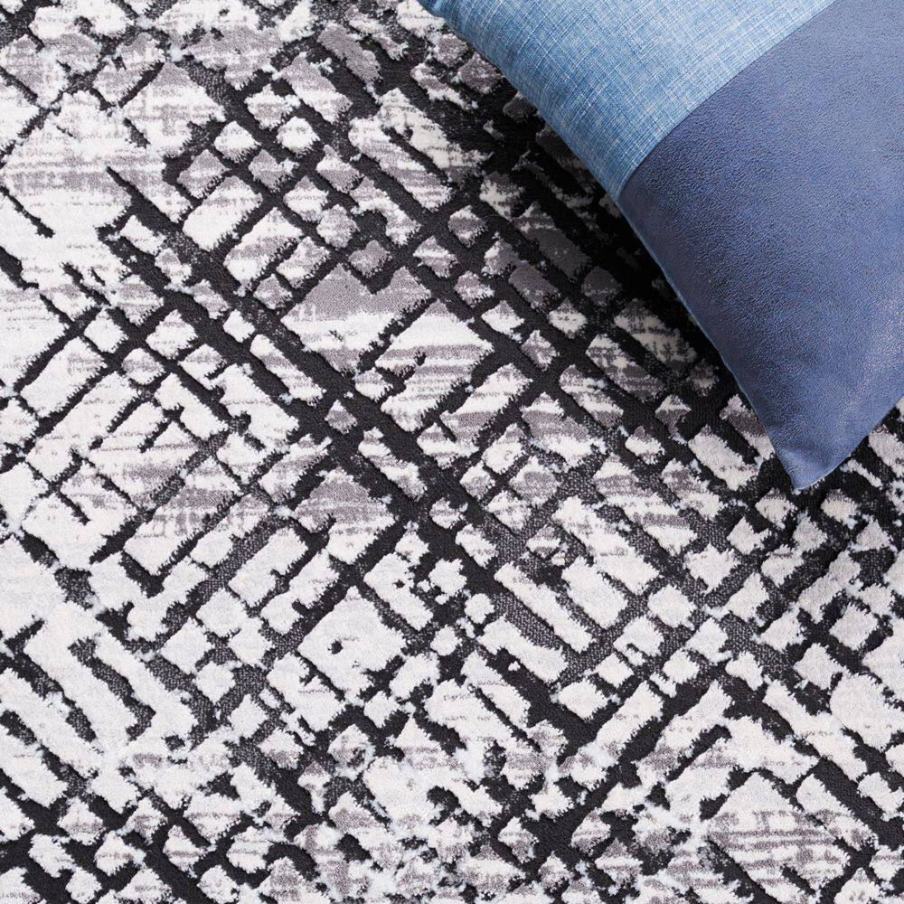 Amelia Contemporary Gray Hand-Knotted Synthetic Area Rug - 2' x 8'