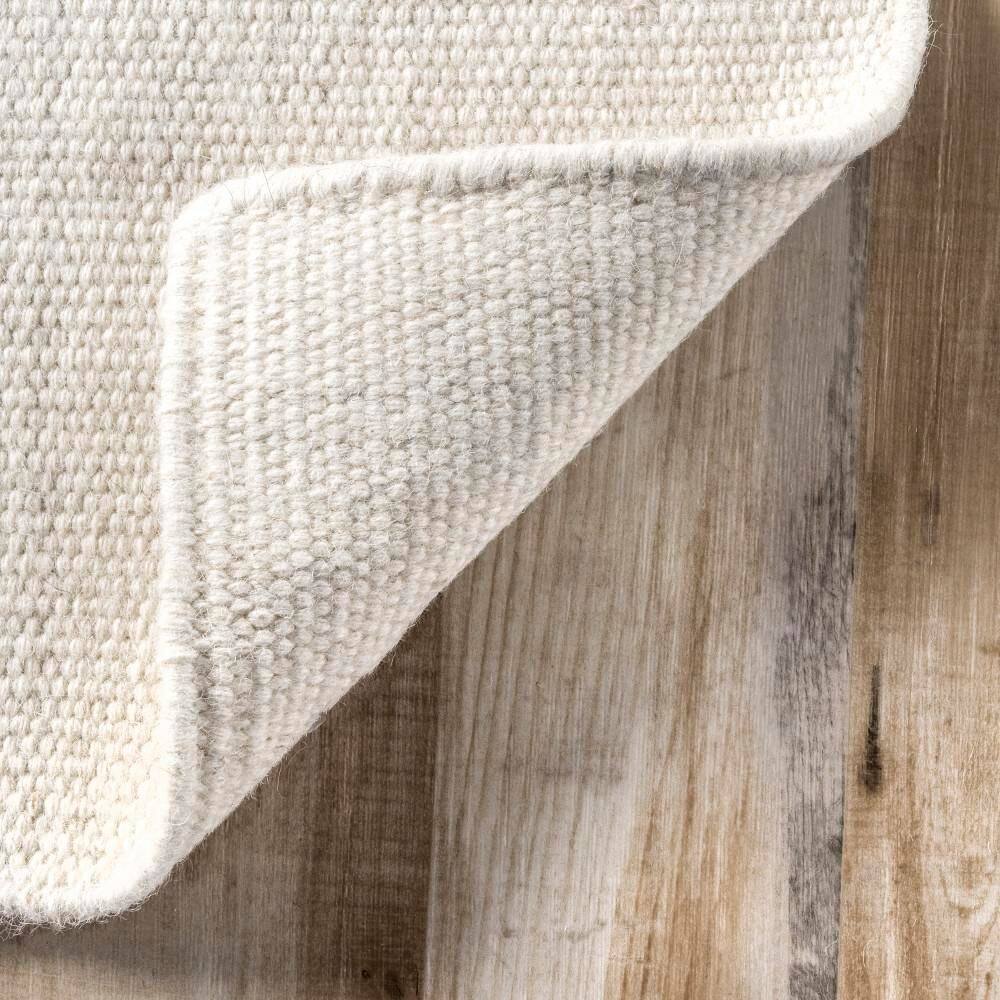 Ivory and Stripe Flat Woven Wool Rectangular Area Rug, 10' x 14'