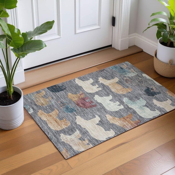 Chantille Machine Washable Indoor/Outdoor Abstract ACN2338 Gray 2 ft. x 3 ft. Accent Rug