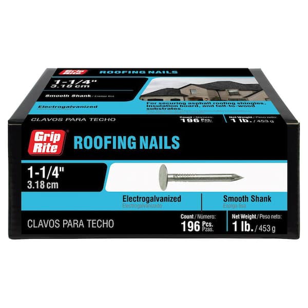 Grip-Rite #11 x 1-1/4 in. Electro-Galvanized Steel Roofing Nails (1 lb.-Pack)