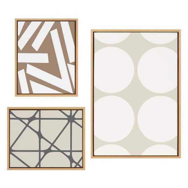 Kate and Laurel Sylvie Elevated Modern Neutral Dots by the Creative Bunch Studio 3-Piece Framed Art Print 23 in. x 33 in.