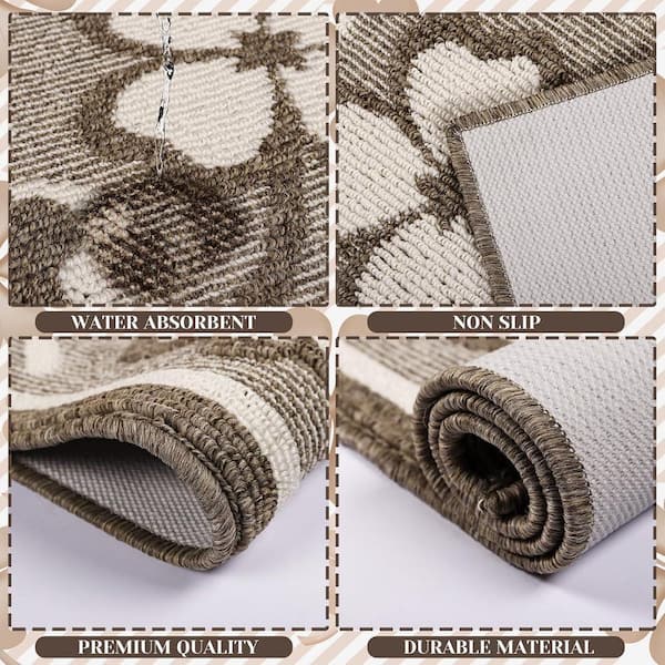 Brown 17.7 in. x 31.5 in. Indoor Kitchen Rugs