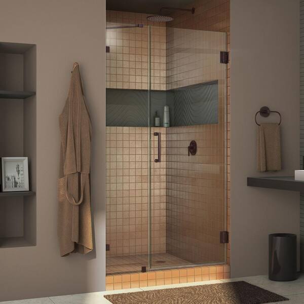 DreamLine Unidoor Lux 42 in. x 72 in. Frameless Hinged Shower Door in Oil Rubbed Bronze