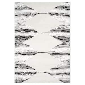 Monotone 8 x 10 White Moraccan Pattern Area Rug for High Traffic Living Room Dining Room Bedroom