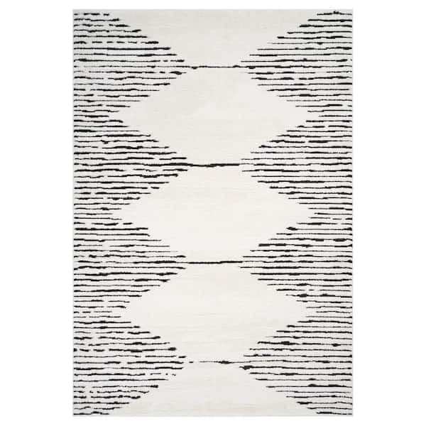 Monotone 8 x 10 White Moraccan Pattern Area Rug for High Traffic Living Room Dining Room Bedroom
