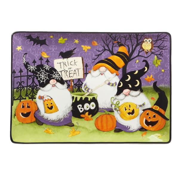 Certified International Halloween Gnomes 10 in. Assorted Colors Earthenware Platter