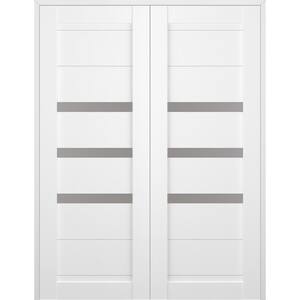 Dora 56 in.x 96 in. Both Active 3-Lite Bianco Noble Wood Composite Double Prehung Interior Door