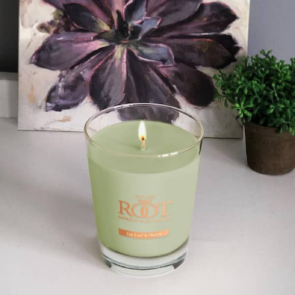 Root Candles Veriglass Tea Leaf & Honey Scented Jar Candle
