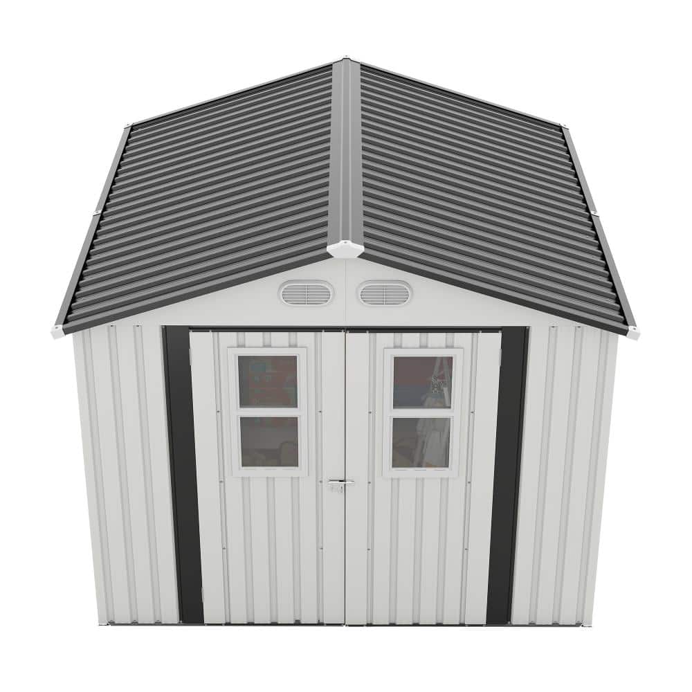 White 8 ft. W x 8 ft. D Metal Shed, Tool shed with Windows Lockable Doors(64 sq. ft.) price history on PriceWatchPro