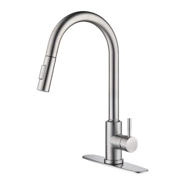 16.53 in. H Brushed Nickel Touch Kitchen Faucet with Pull Down Sprayer 360° 1 Handle