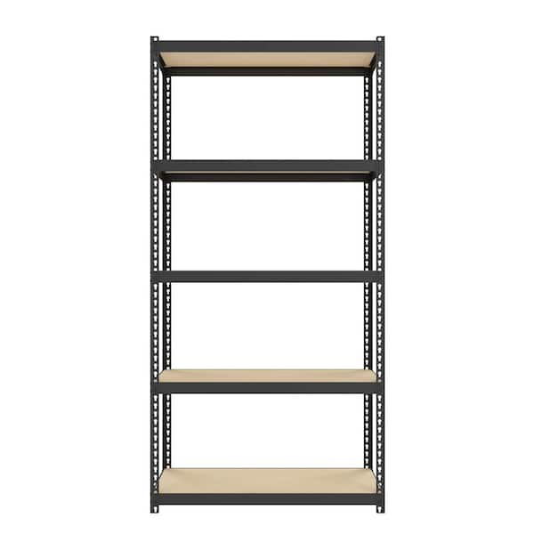 Riveted Garage Storage Shelving Unit, 5-Shelf Steel Black Unit 30 in. W x 60 in. H x 12 in. D