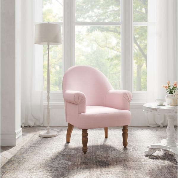 HomeRoots Amelia 39.4 in. Pink Linen Arm Chair