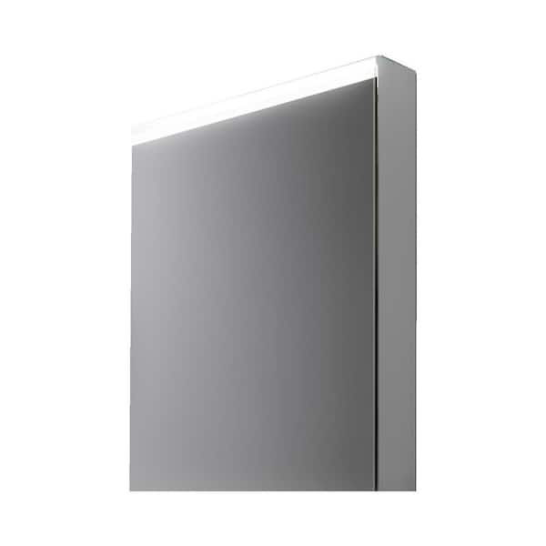 Unbranded Modern 20 in. W x 30 in. H Large Rectangular Silver Aluminum Surface Mount Medicine Cabinet with Mirror