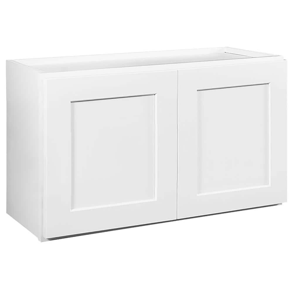 Design House Brookings Solid Wood Ready to Assemble Shaker 36 in. x 21 in. x 12 in. 2 Door Bridge Wall Kitchen Cabinet in White