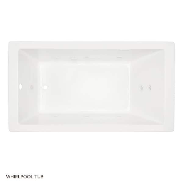 Sitka 60 in. x 36 in. Rectangular Whirlpool Bathtub with Reversible Drain in White