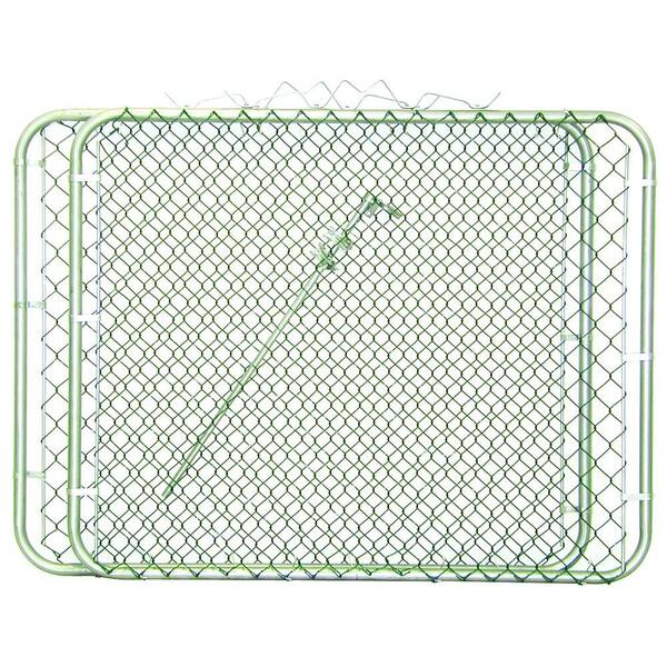 YARDGARD 9 1/2 ft. W x 4 ft. H Green PVC Coated Metal Steel Drive-Through Chain Link Fence Gate (2-Panels)