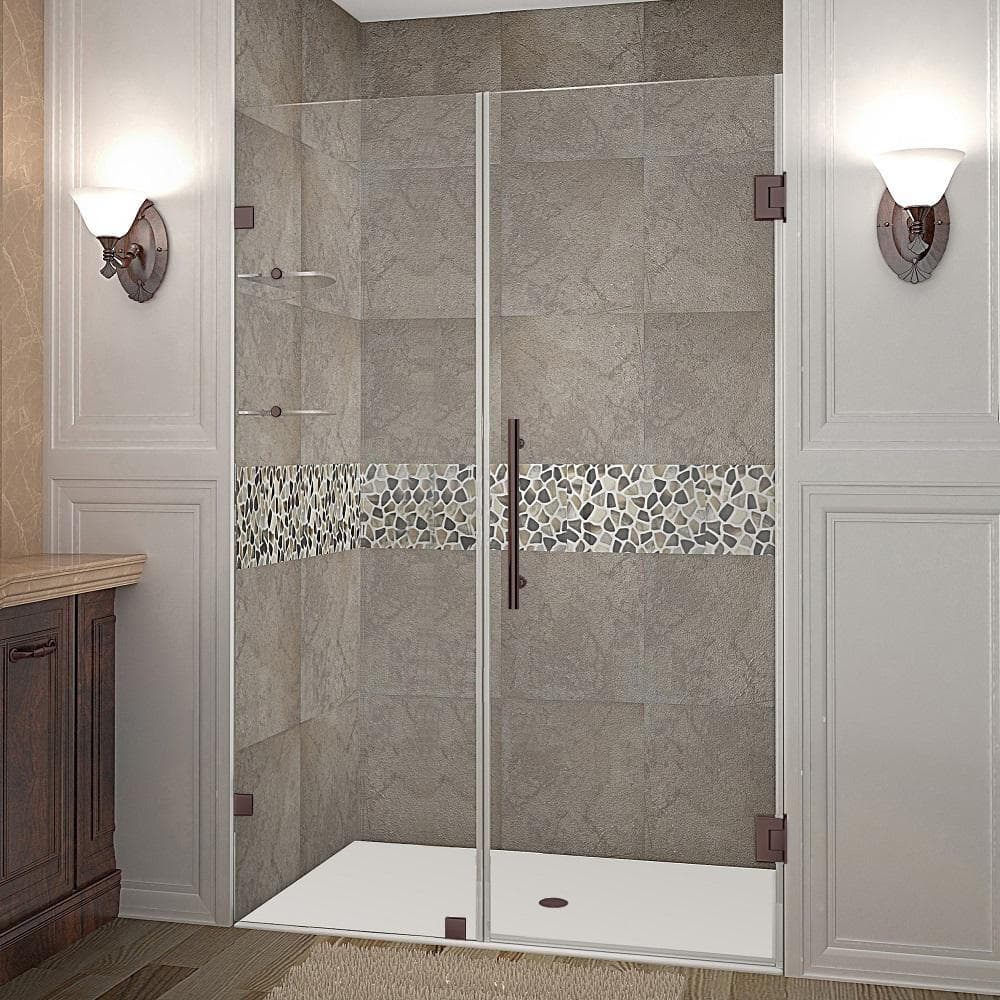 Nautis GS 47" x 72" Bronze Frameless Hinged Shower Door