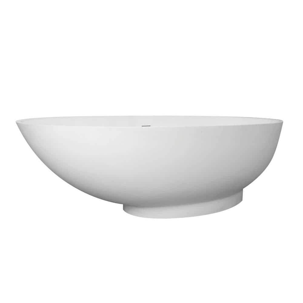 70 in. x 35 in. Soaking Bathtub with Center Drain in Matte White