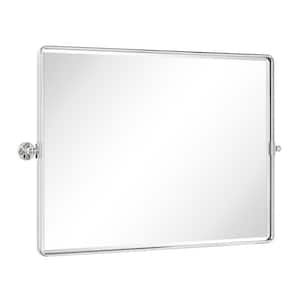 Lutalo 40 in. W x 30 in. H Rectangular Metal Framed Pivot Wall Mounted Bathroom Vanity Mirror in Chrome