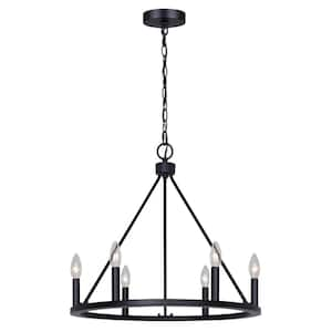 Mara 6 Light Matte Black Modern Chandelier for Dining Rooms and Living Rooms